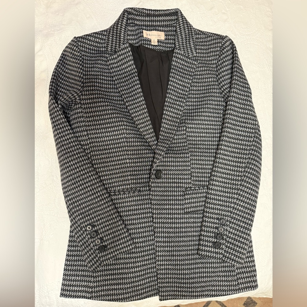 Philosophy Classic Houndstooth Blazer - Black and White